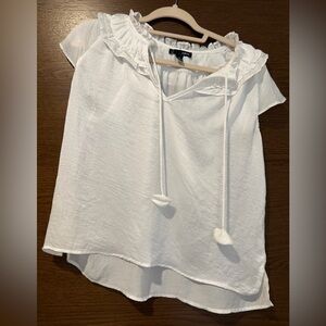 Satin White Ruffled Blouse